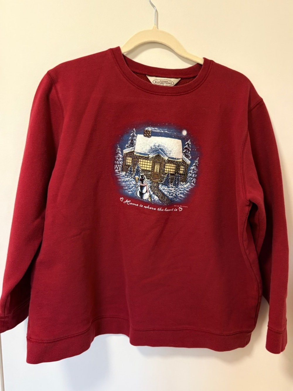 Vintage 90s Northern Reflections Red Sweatshirt Christmas Snow Cottagecore